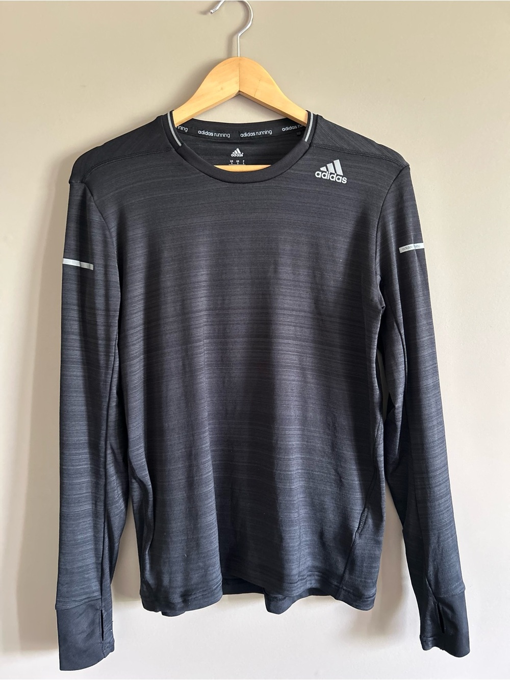 adidas Black Long-Sleeve Running Top with Reflective Accents